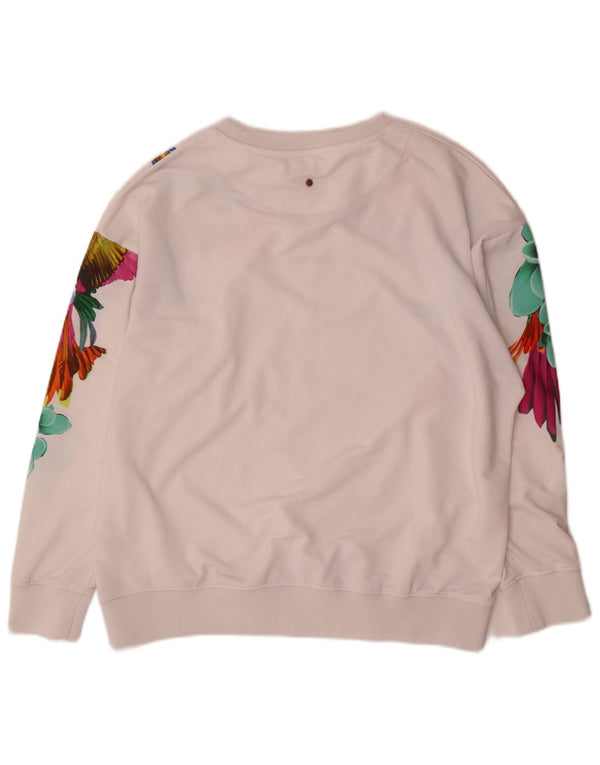 Moletom feminino Mistral Jumper UK 14 médio branco floral havaiano