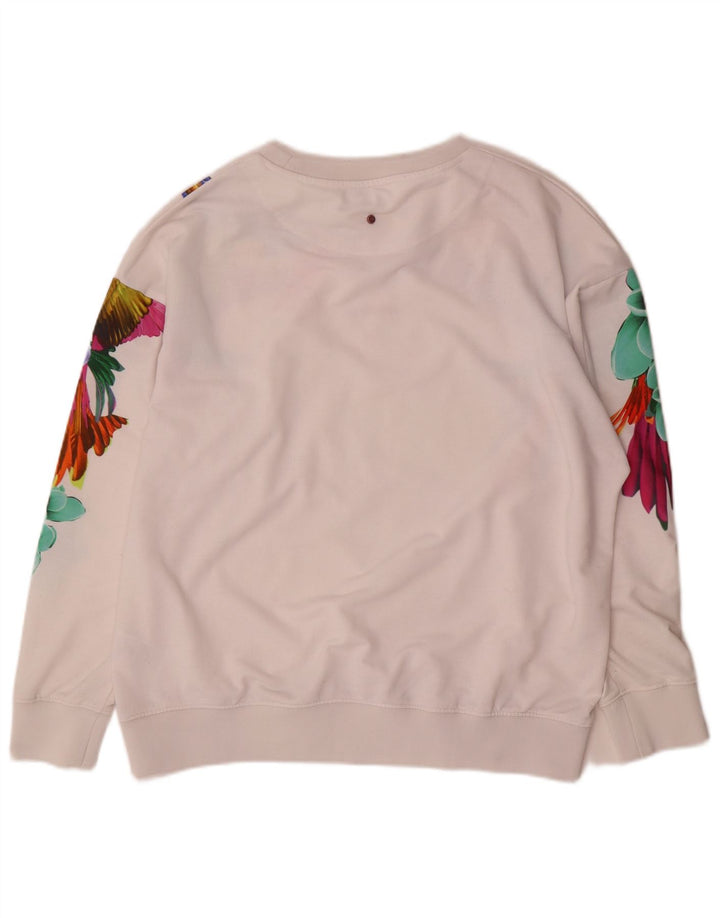 Moletom feminino Mistral Jumper UK 14 médio branco floral havaiano