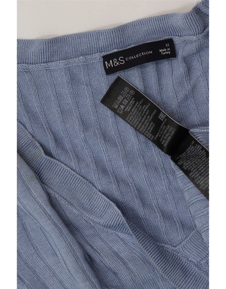 Blusa cropped feminina Marks & Spencer Reino Unido 12 viscose azul médio