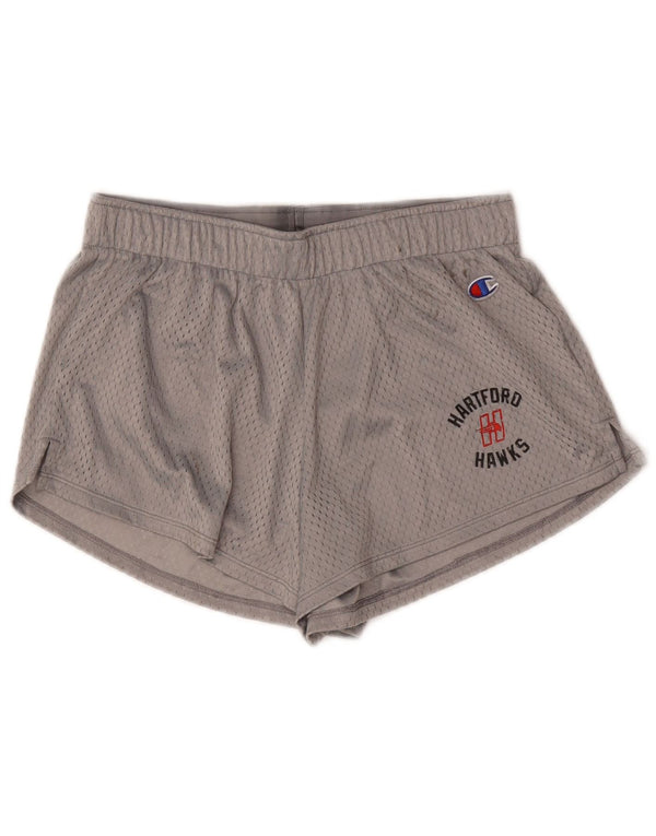 Shorts esportivos gráficos Champion feminino Hartford Hawks Reino Unido 8 pequeno cinza