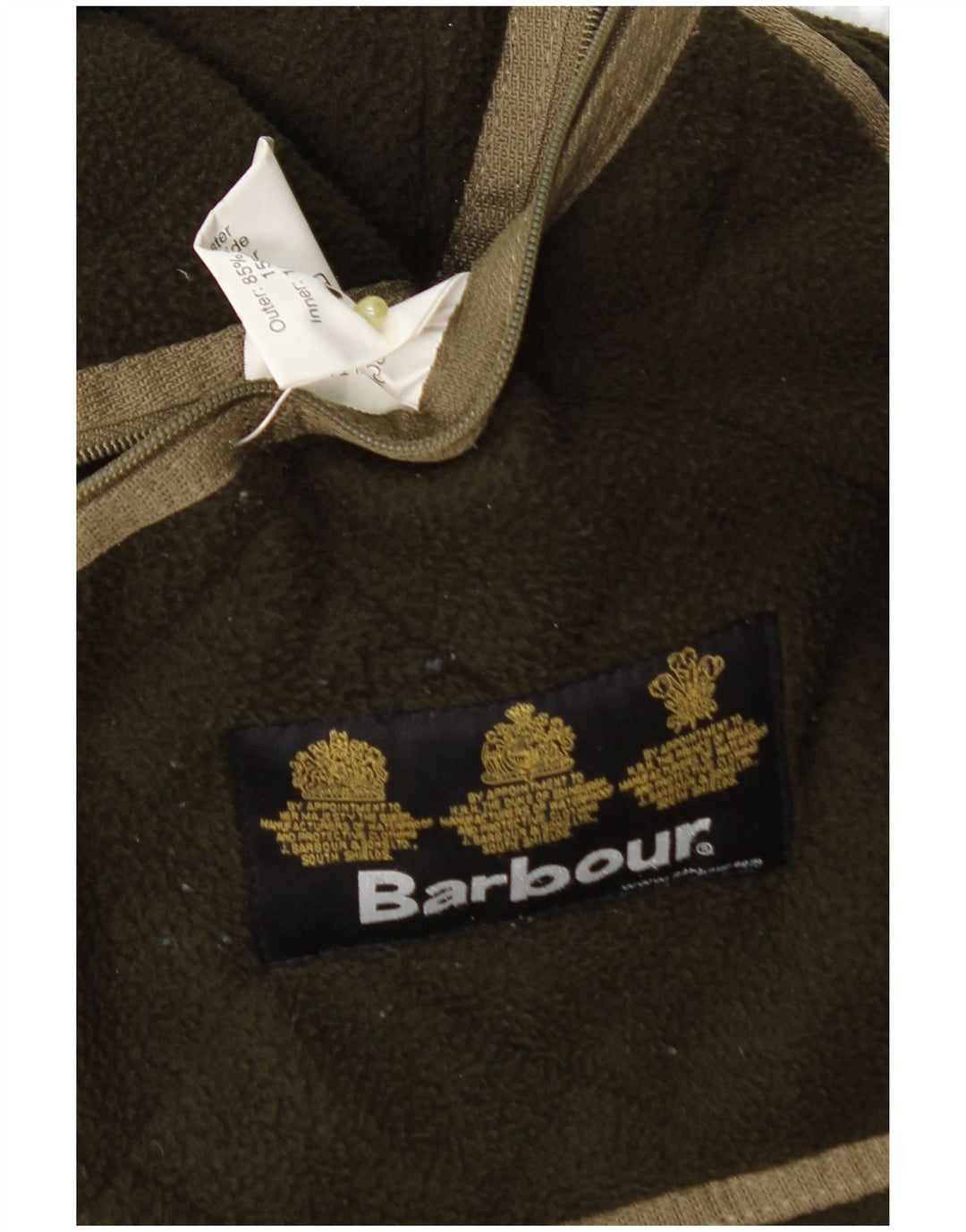 Jaqueta acolchoada masculina Barbour UK 42 XL poliéster bege