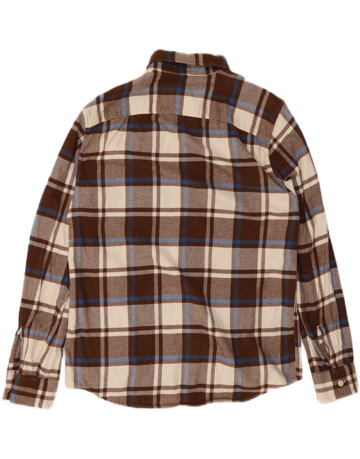 Camisa masculina de flanela American Eagle de algodão xadrez marrom médio