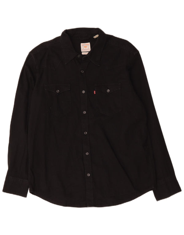 Camisa jeans masculina padrão Levi's grande algodão preto