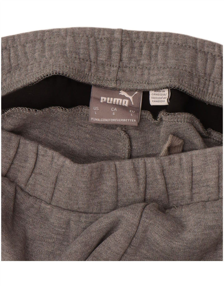 Calça de treino masculina PUMA grande cinza colorblock algodão