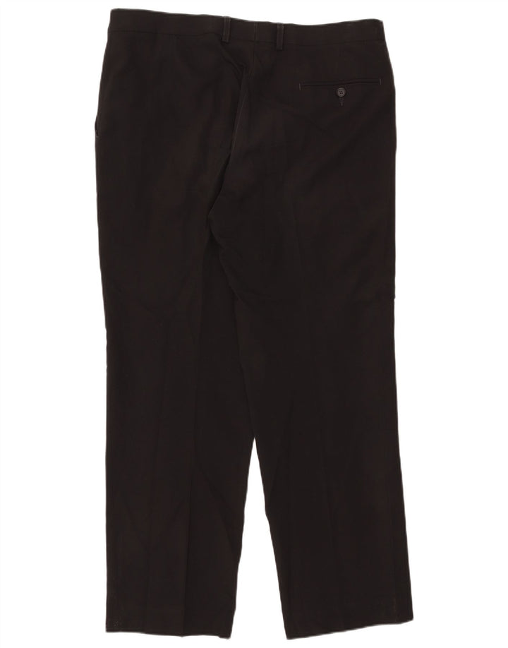 Calça chino reta masculina Marks & Spencer W36 L31 poliéster preto