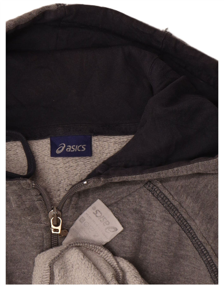 Suéter masculino Asics Graphic Zip com capuz grande algodão cinza