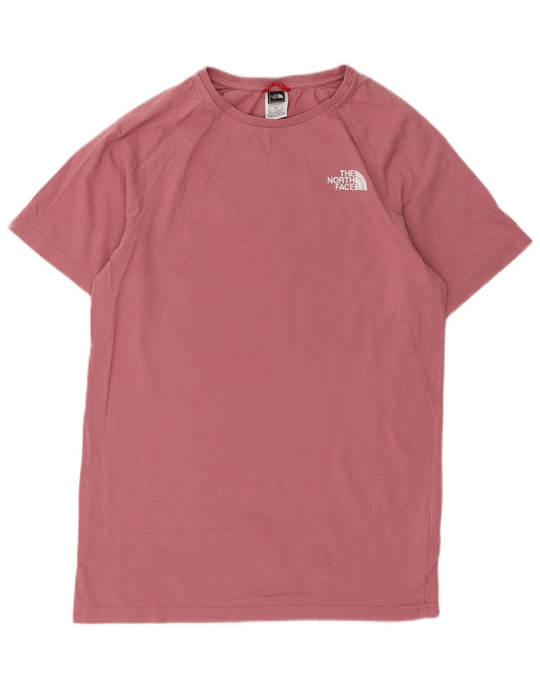 Camiseta gráfica masculina The North Face, top pequeno de algodão rosa