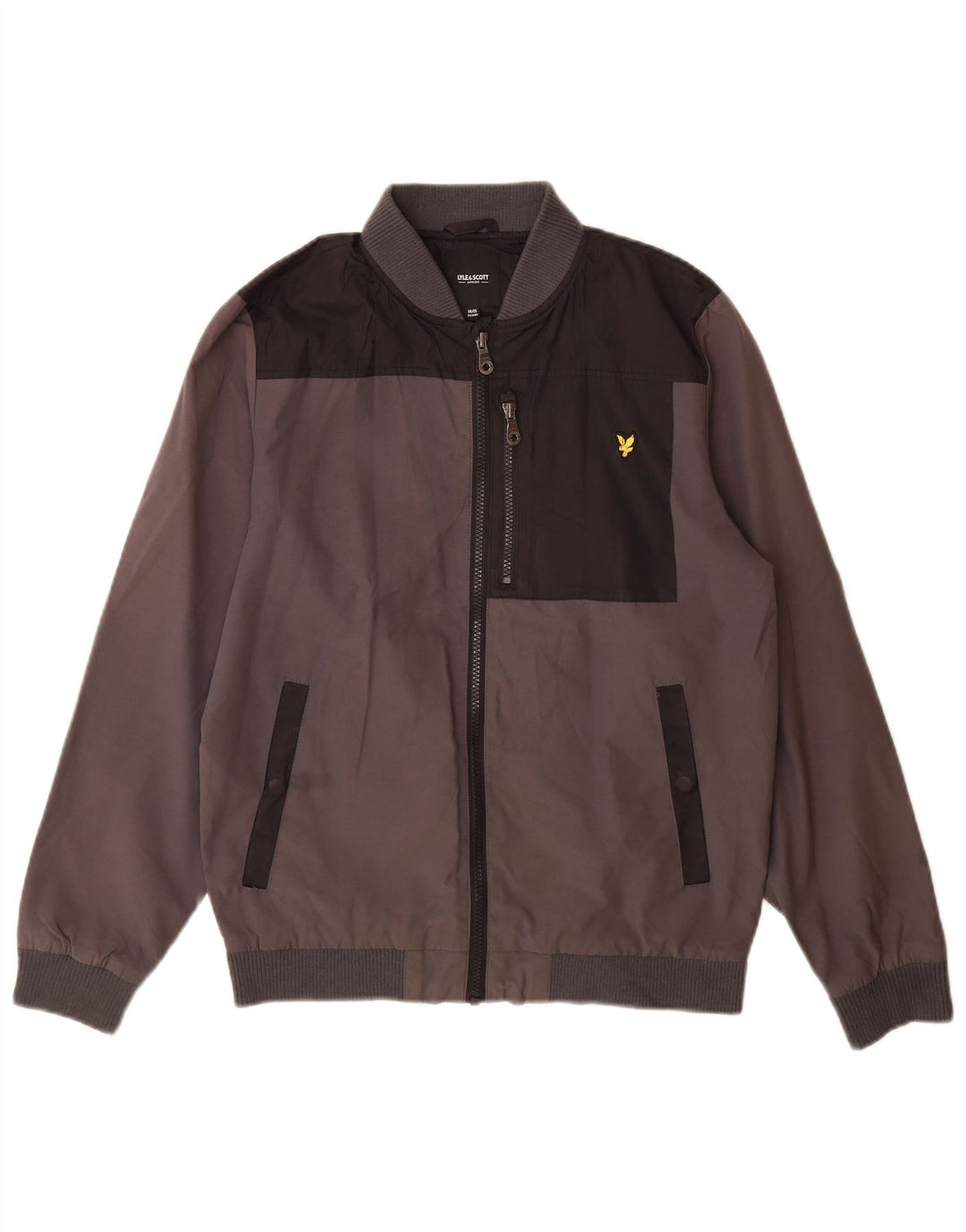 Lyle & Scott Jaqueta bomber masculina 14-15 anos cinza colorblock algodão