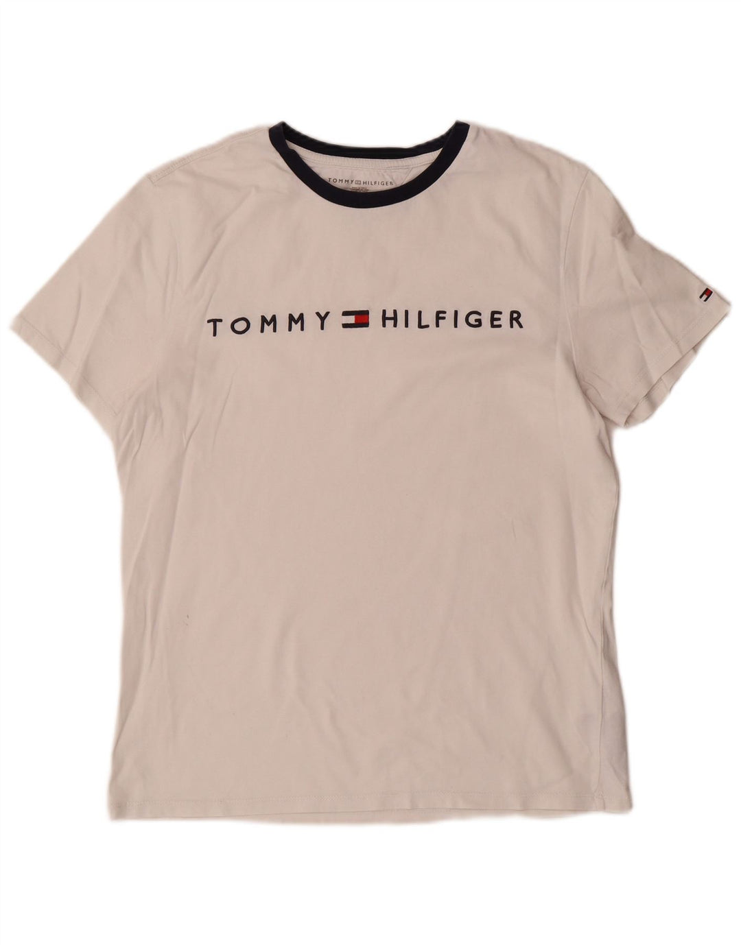 Tommy Hilfiger Camiseta masculina gráfica Top Médio Branco