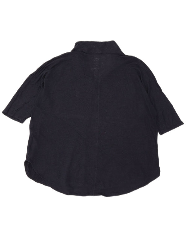 Massimo Dutti Womens Blouse Top UK 18 XL Navy Blue Linen
