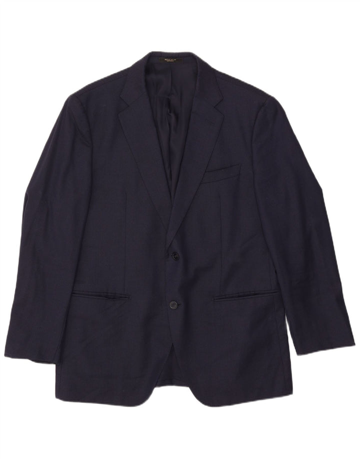 Jaqueta blazer masculina Massimo Dutti com 2 botões EU 54 XL azul marinho lã