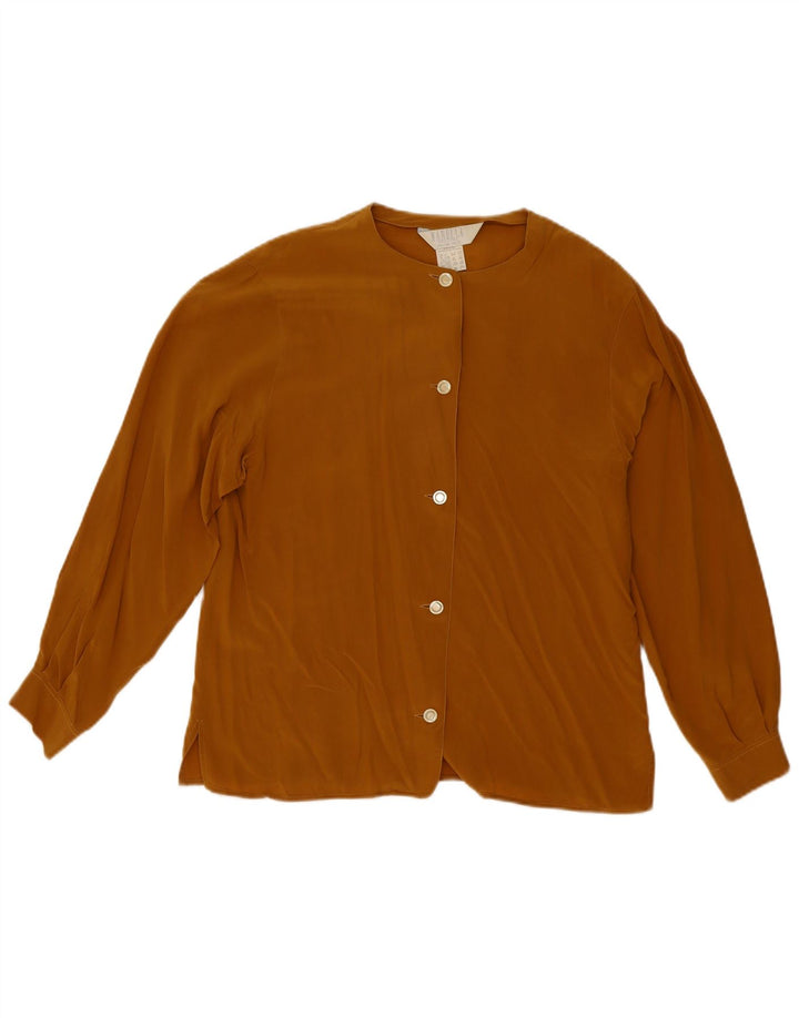 Blusa feminina Marella UK 12 seda marrom médio
