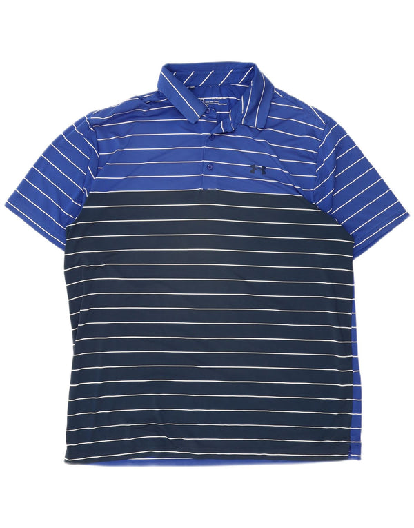 Camisa polo masculina Under Armour Heat Gear 2XL poliéster listrado azul marinho