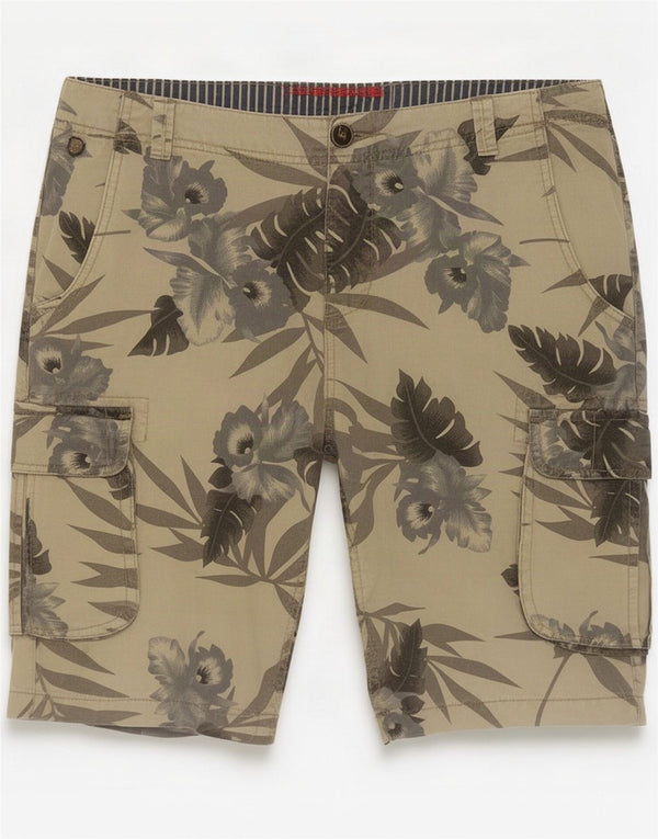 Sim Zee Mens Hawaiian Cargo Shorts Médio W32 Algodão Floral Verde