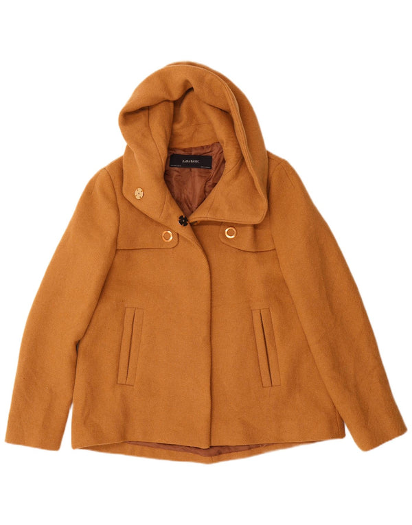 Jaqueta Bomber com Capuz Mulher Zara UK 10 Pequeno Poliéster Marrom