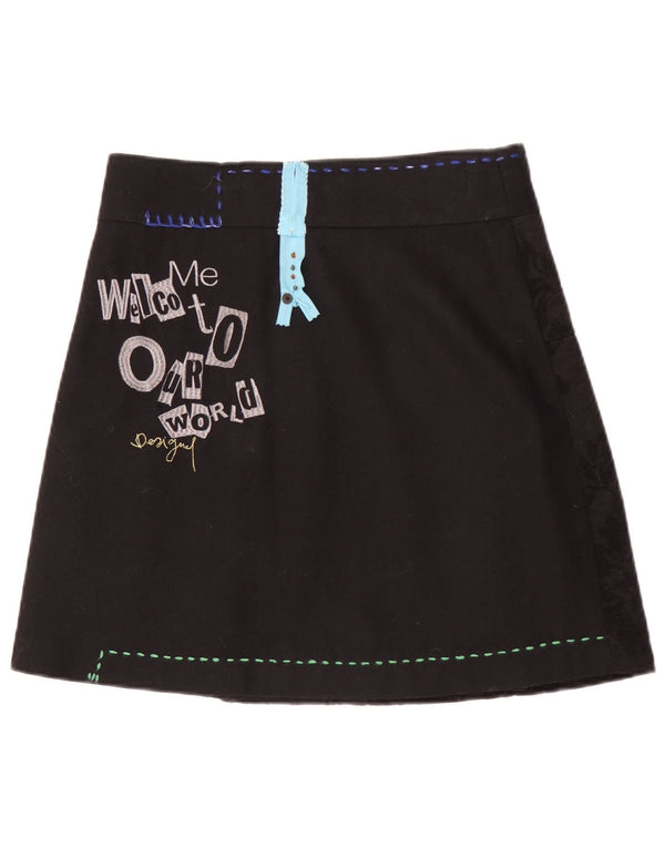 Desigual saia feminina gráfica linha A EU 38 médio W30 preto floral