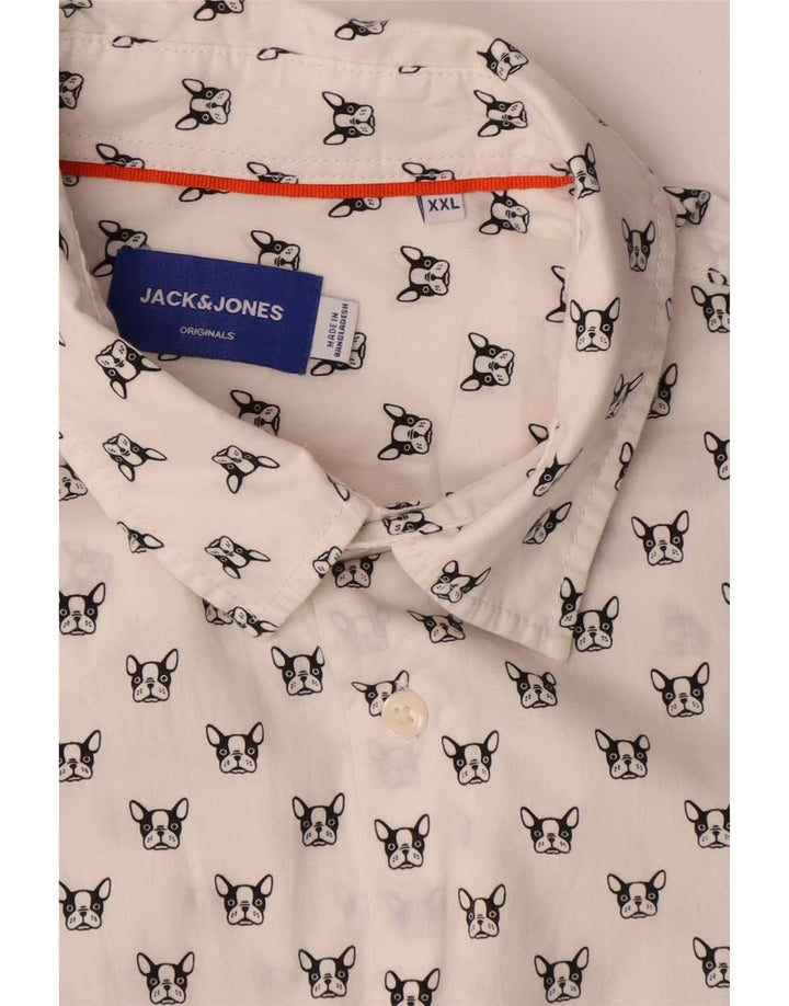 Camisa masculina JACK & JONES 2XL algodão manchado branco