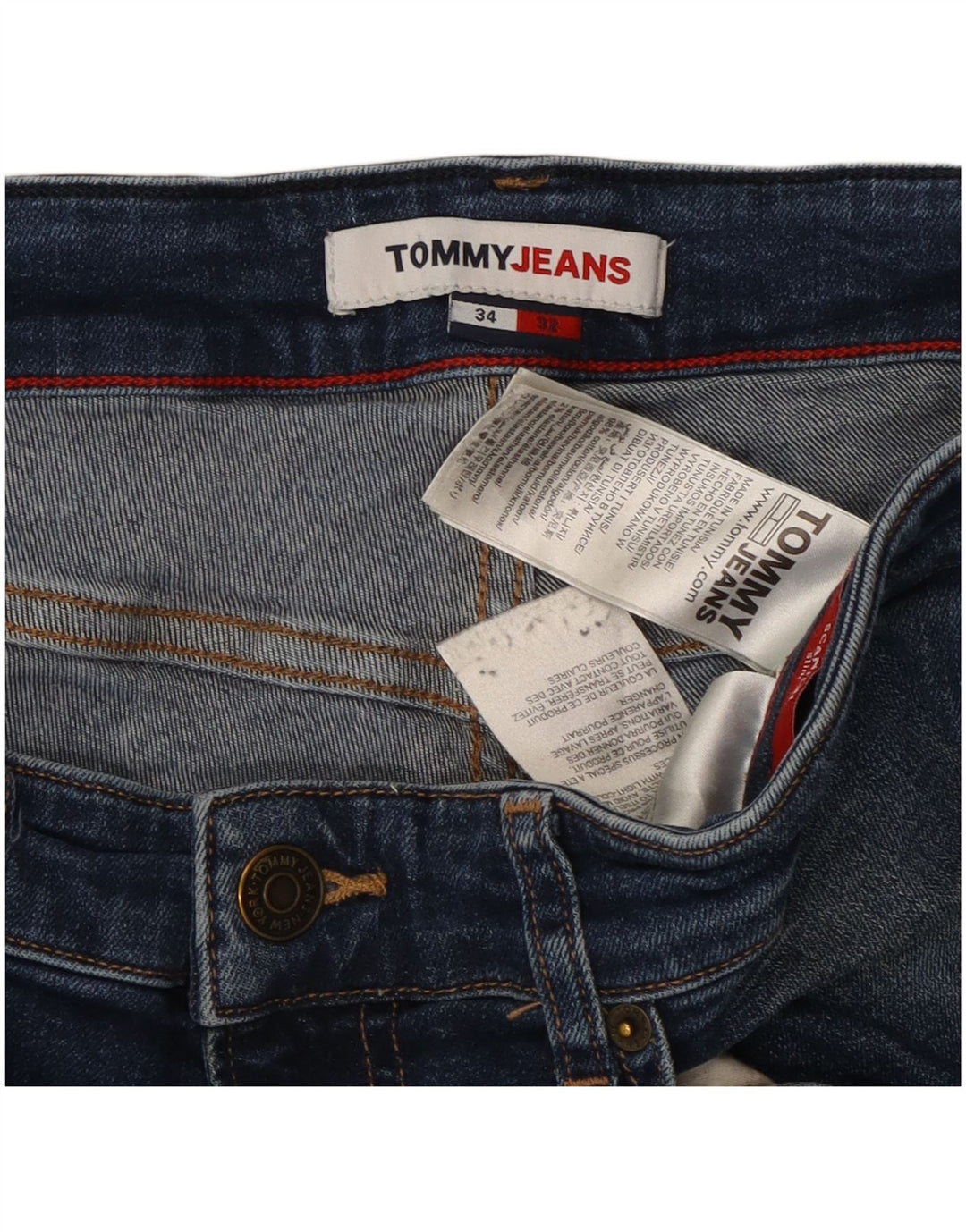 TOMMY HILFIGER Masculino Slim Jeans W34 L32 Azul Algodão