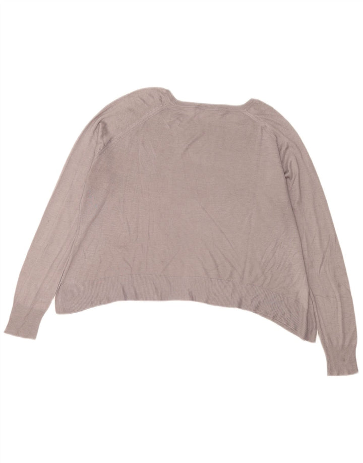 ZARA Suéter feminino superdimensionado com gola canoa Reino Unido 14 cinza médio