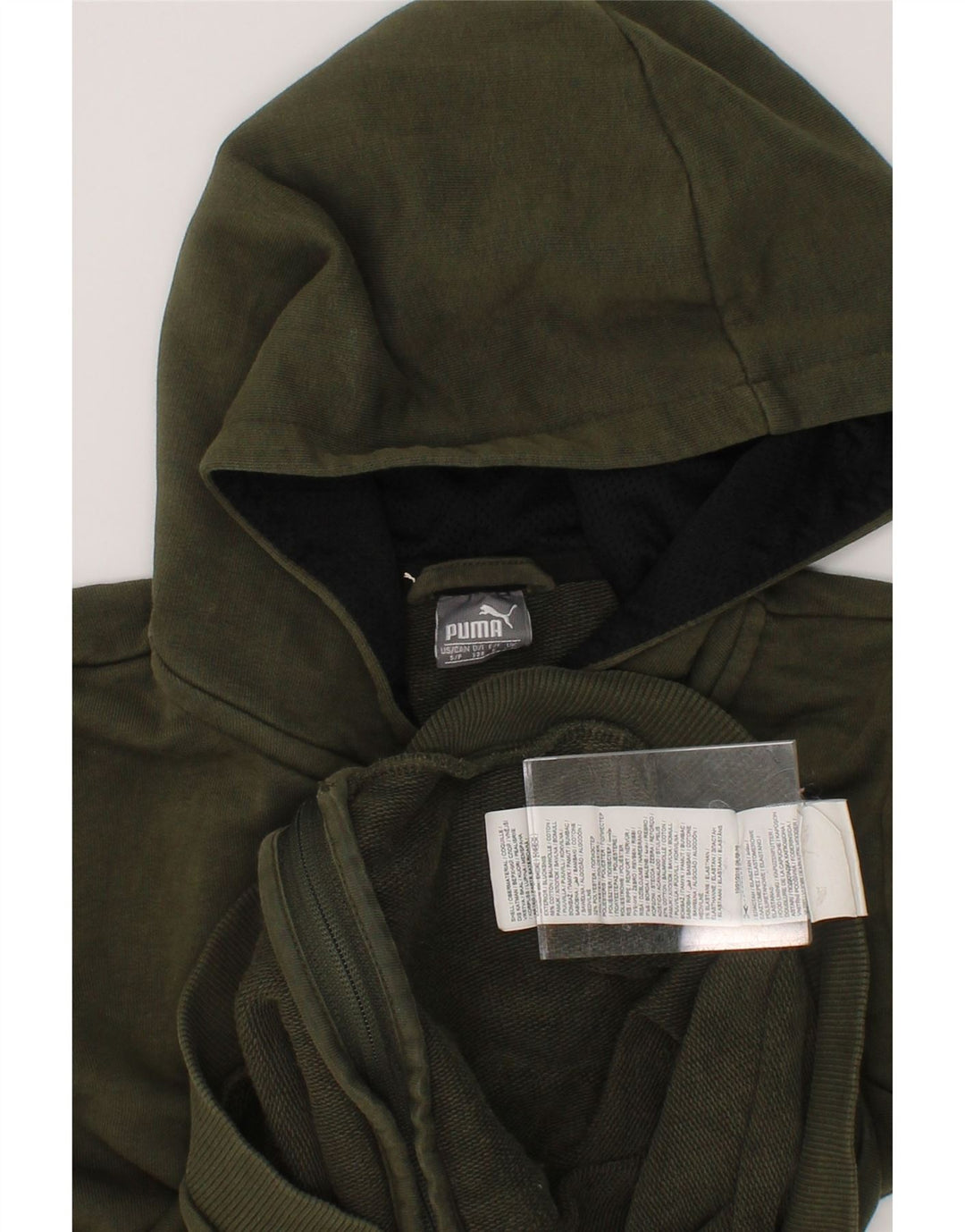 PUMA Boys Graphic Zip Hoodie Sweater 7-8 Years Small  Khaki Cotton Vintage Puma and Second-Hand Puma from Messina Hembry 