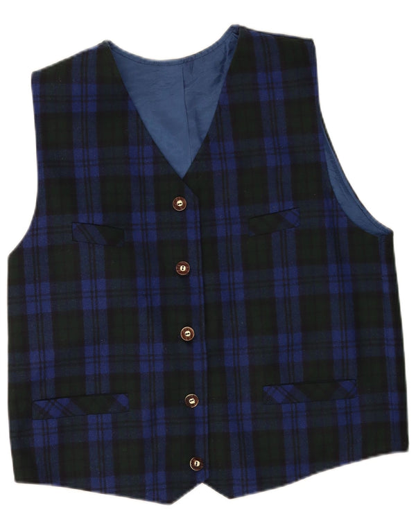 Colete feminino Hammerschmid UK 18 XL azul xadrez lã virgem