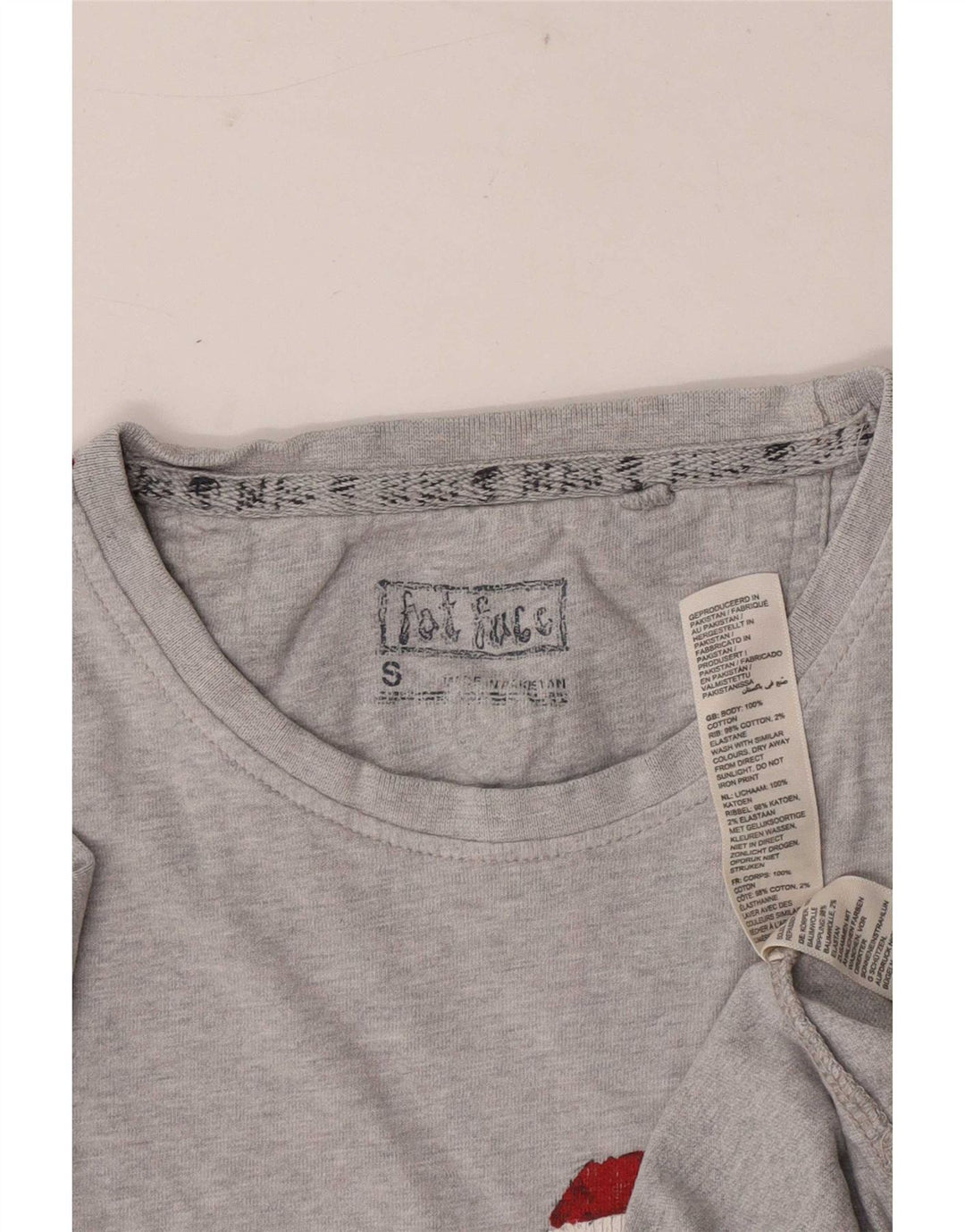 Camiseta gráfica masculina Fat Face Top pequeno algodão manchado cinza