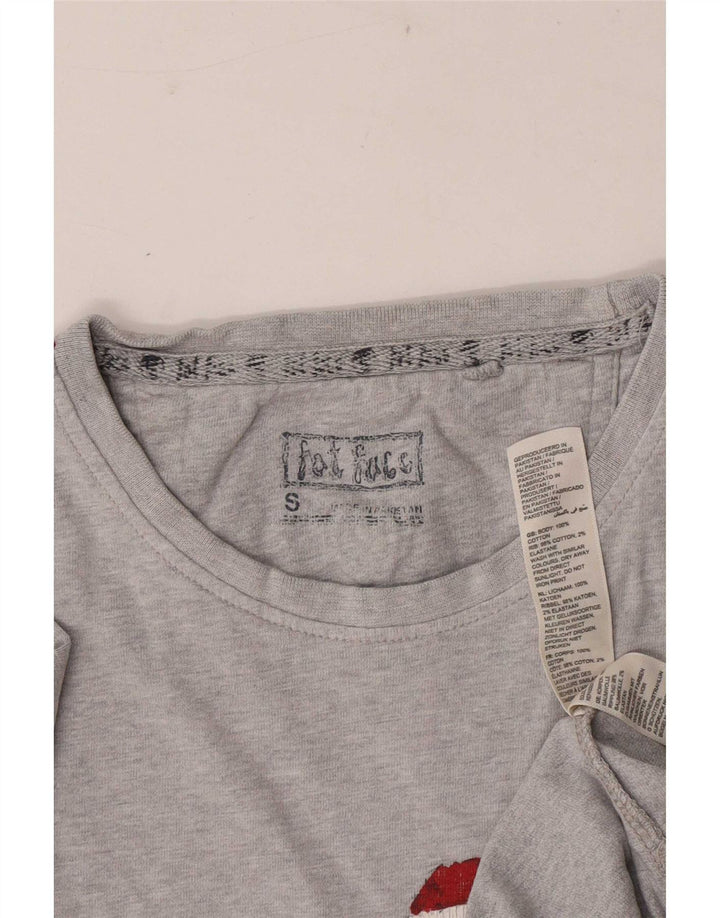 Camiseta gráfica masculina Fat Face Top pequeno algodão manchado cinza