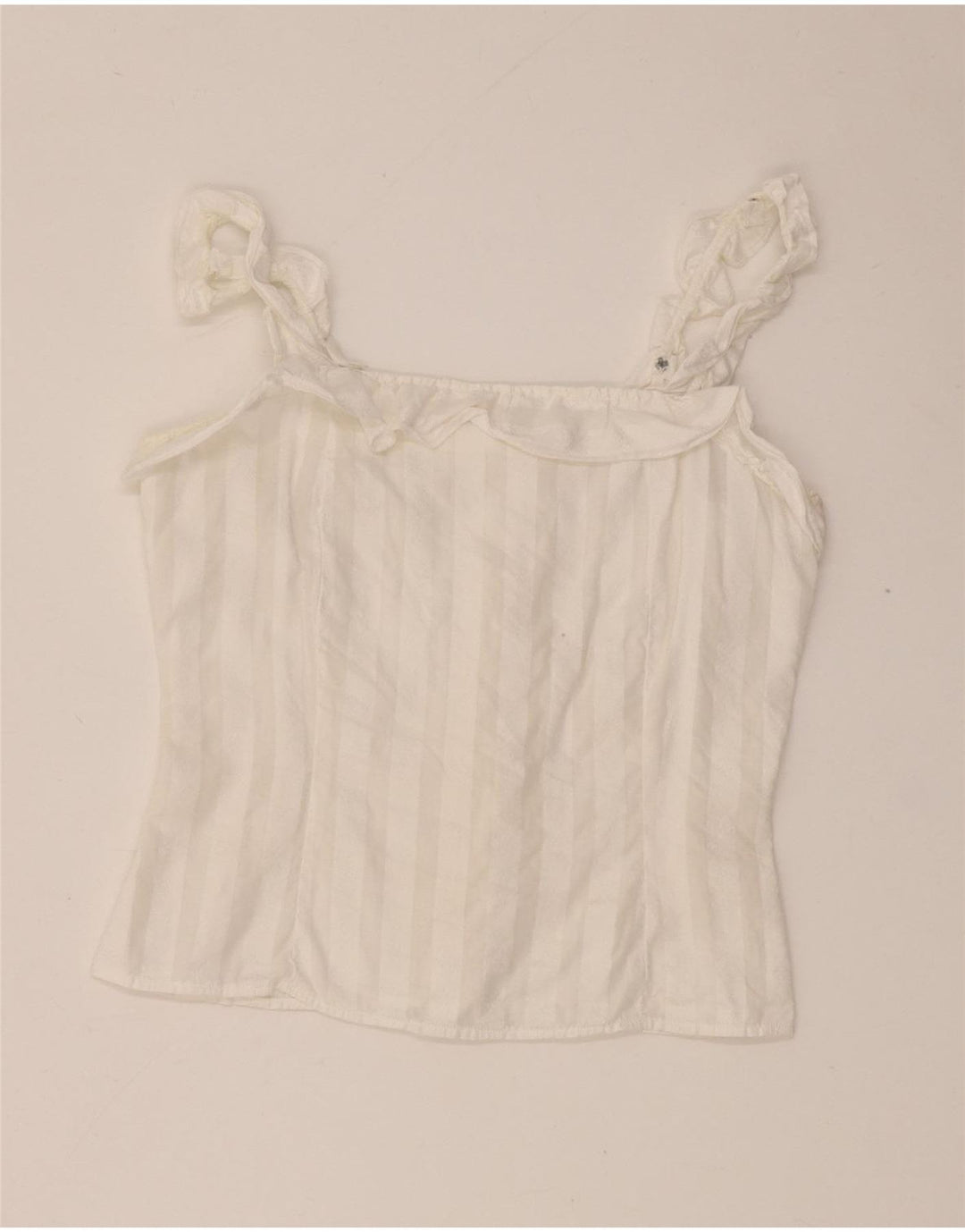 Top feminino vintage cropped UK 4 XS listrado branco