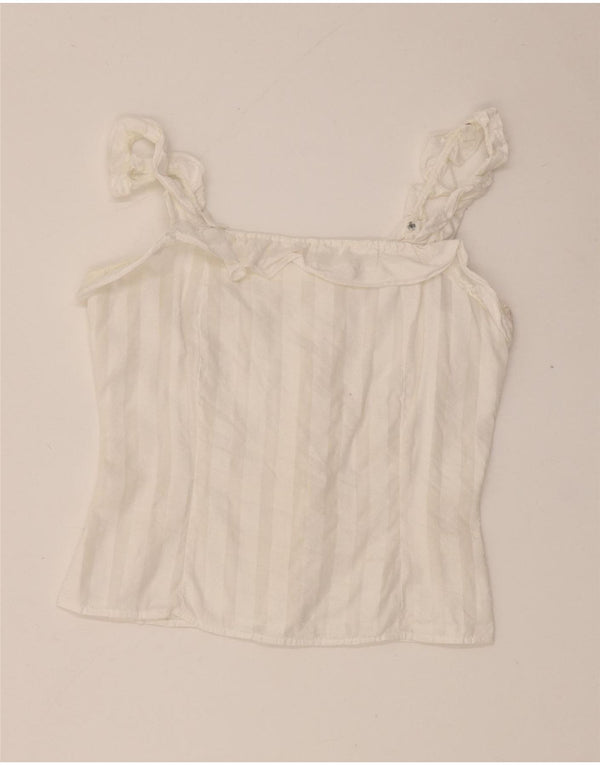 Top feminino vintage cropped UK 4 XS listrado branco