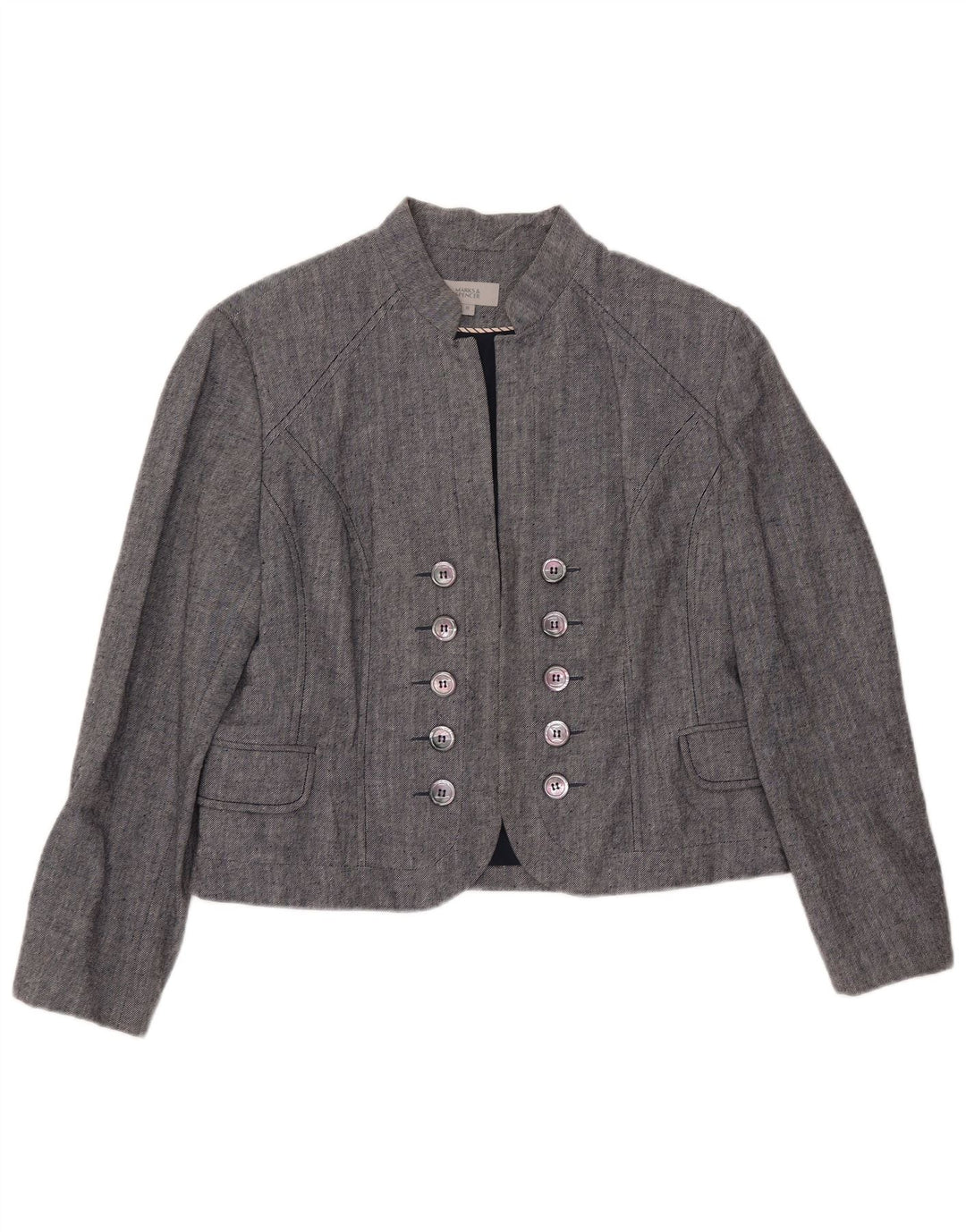 Jaqueta Blazer Marks & Spencer Feminina Crop Double Breasted Reino Unido 18 XL Cinza