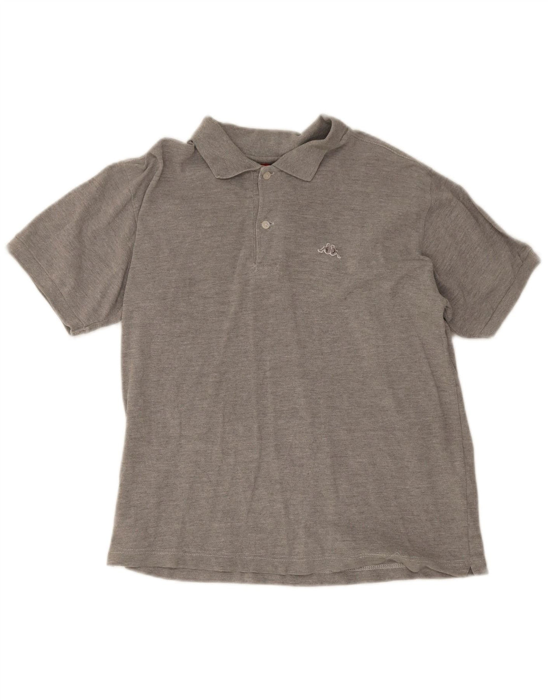 Camisa polo masculina Kappa pequena cinza manchada de algodão