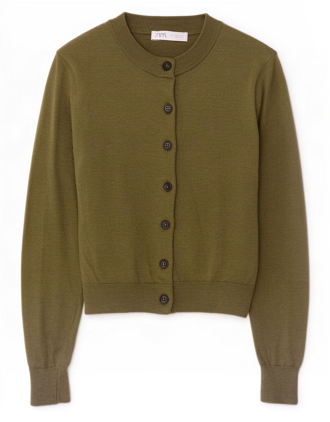 Suéter cardigã feminino Zara UK 10 pequeno cáqui poliamida