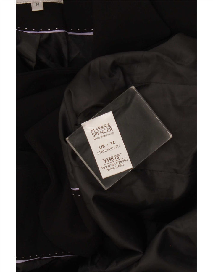 Jaqueta blazer feminina Marks & Spencer curta com 1 botão Reino Unido 14 médio preto