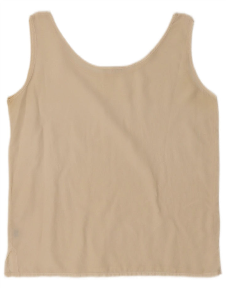 Top colete feminino vintage UK 14 seda bege médio