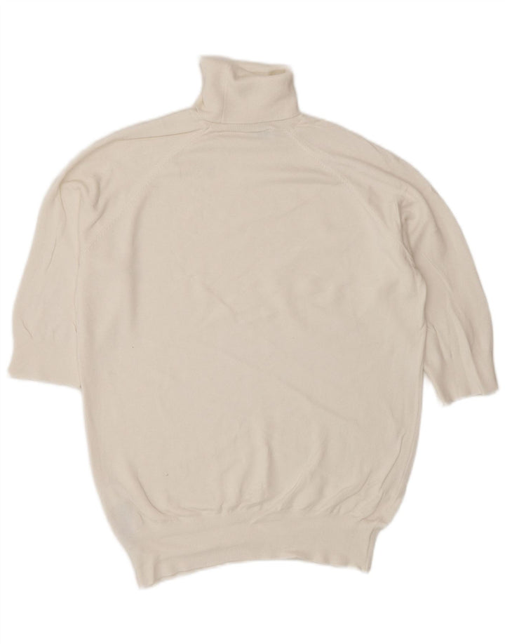 Suéter feminino Zara manga curta com gola redonda Reino Unido 12 médio branco