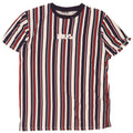 Fila Camiseta masculina gráfica top pequeno algodão listrado multicolorido
