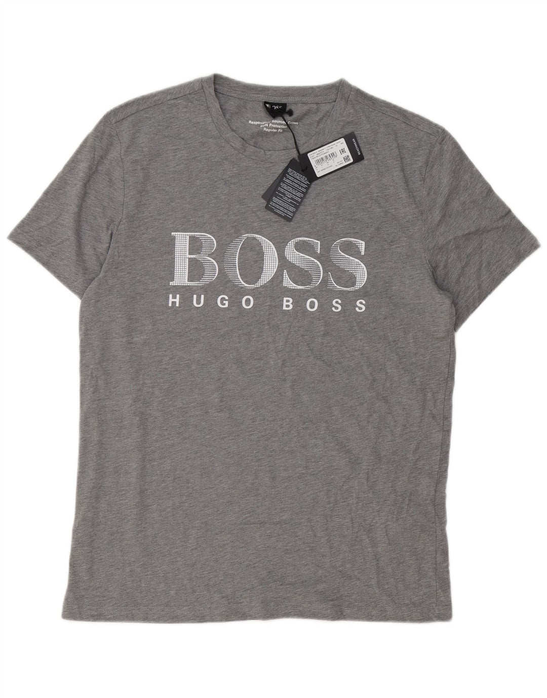Camiseta gráfica masculina Hugo Boss grande algodão cinza
