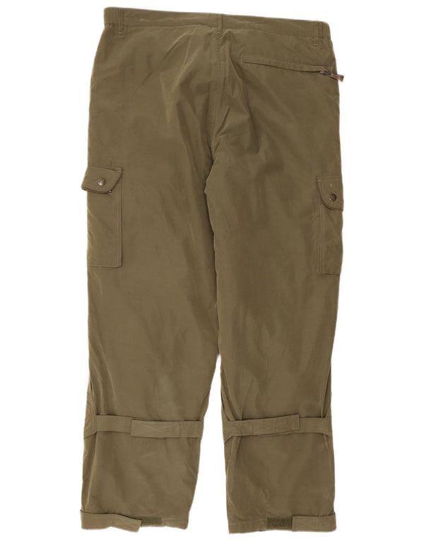 Calça corta-vento masculina reta cargo TCM poliéster cáqui grande W36 L30