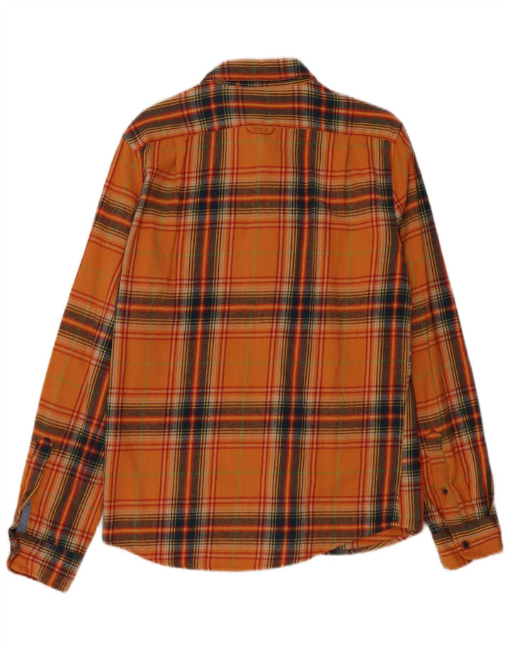 Camisa masculina de flanela Superdry médio laranja algodão xadrez