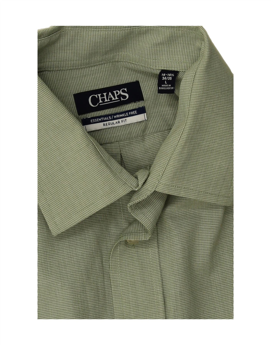 CHAPS Mens Regular Fit Shirt Size 16 1/2 Large Green Houndstooth Cotton Vintage Chaps and Second-Hand Chaps from Messina Hembry 