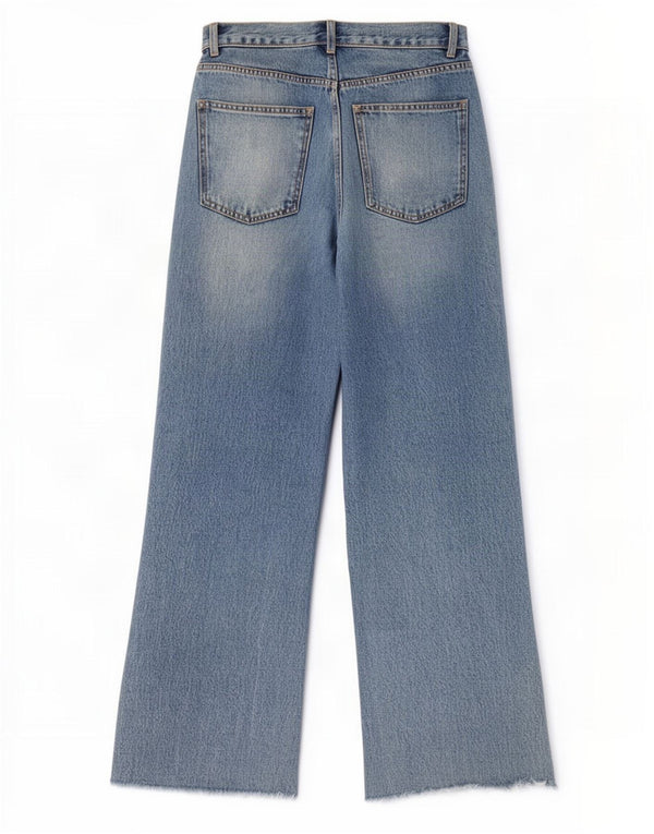 Zara Jeans feminino de perna larga EU 38 pequeno W28 L28 azul