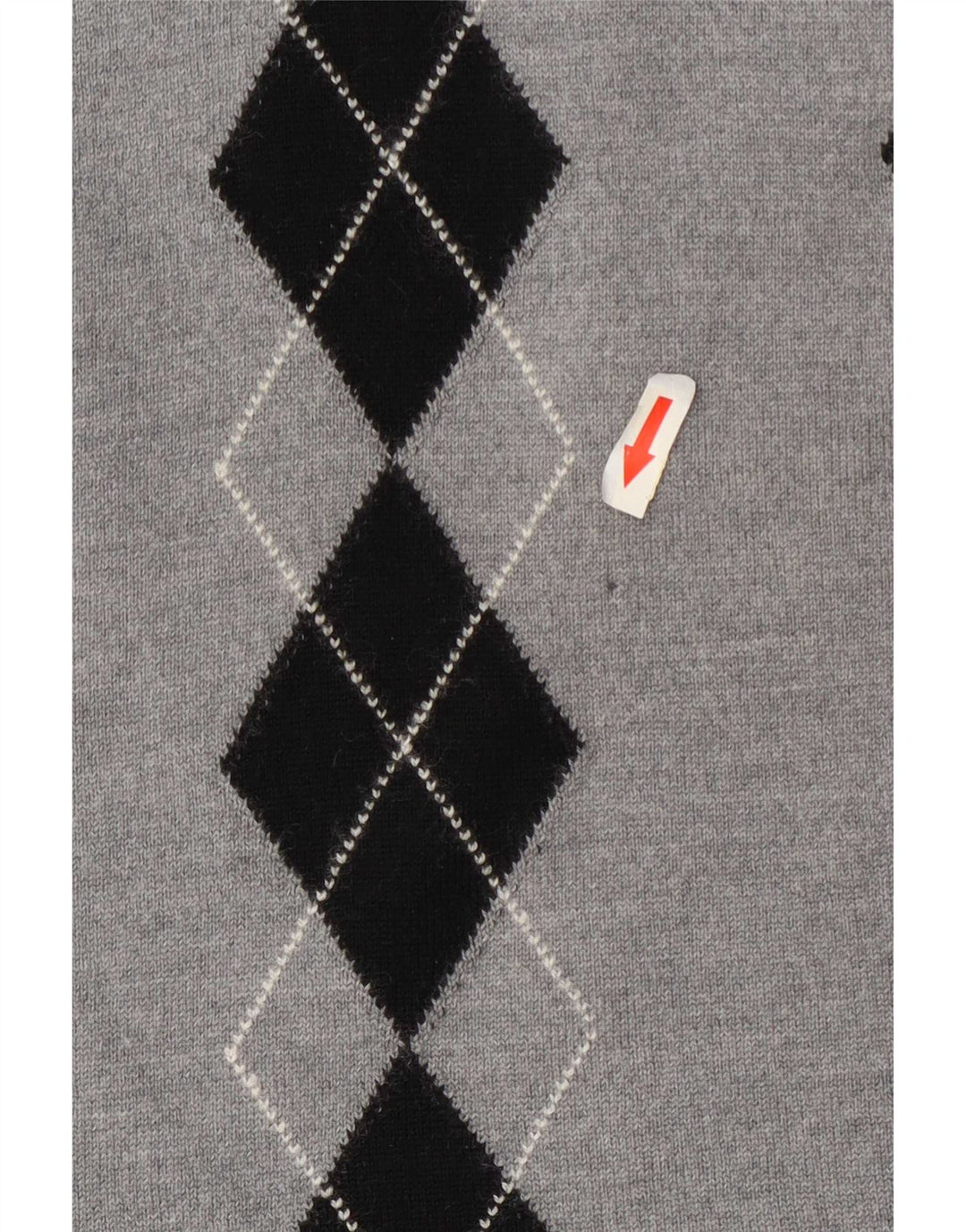 Suéter feminino vintage com gola redonda UK 14 cinza médio Argyle/Diamante
