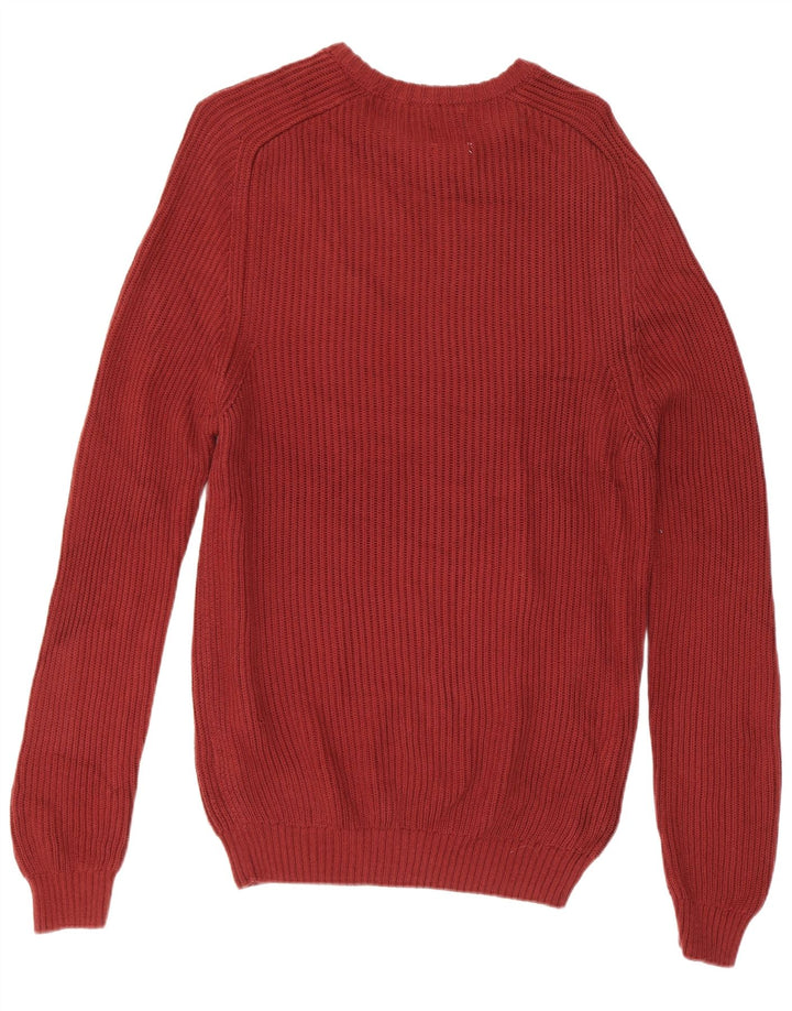 Zara Suéter masculino com gola canoa médio algodão Borgonha