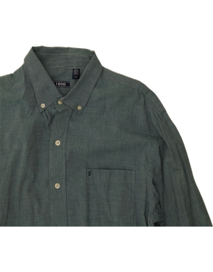 IZOD Mens Shirt Large Green Pinstripe Cotton Vintage Izod and Second-Hand Izod from Messina Hembry 
