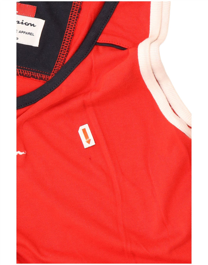 CHAMPION Mens Graphic Vest Top XL Vermelho Colorblock Algodão