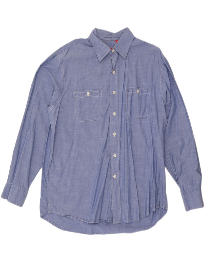 Camisa masculina IZOD grande algodão manchado azul