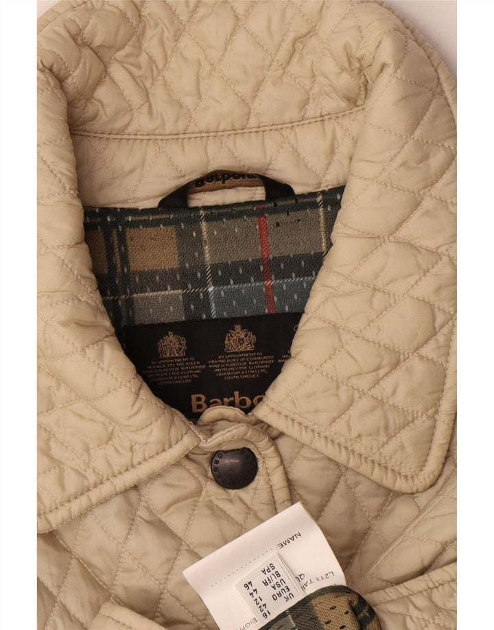 Sobretudo acolchoado feminino Barbour UK 16 grande poliamida bege