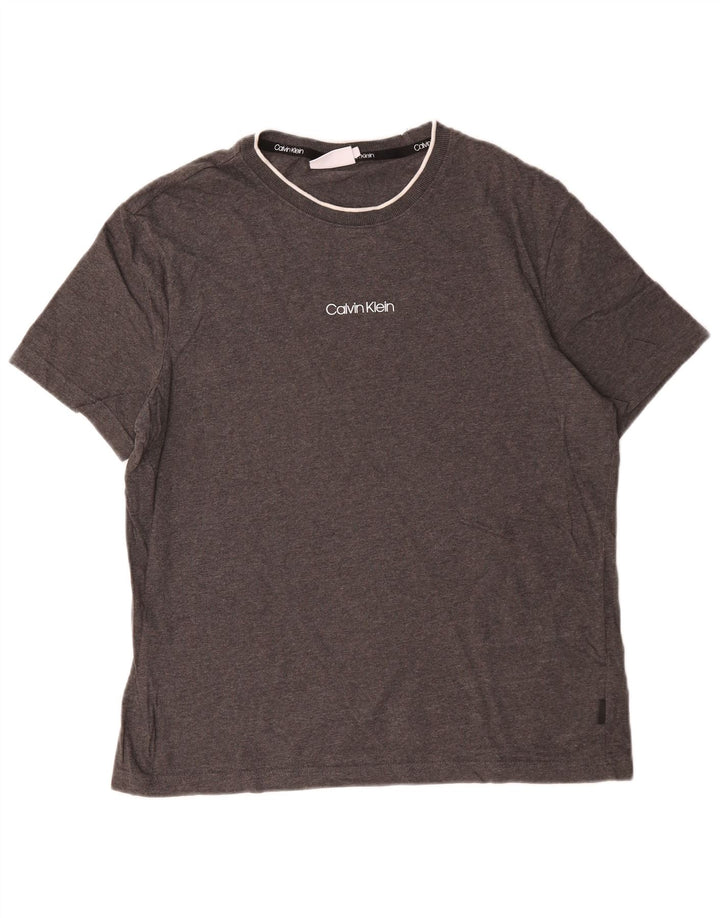 Camiseta masculina Calvin Klein gráfica grande algodão cinza