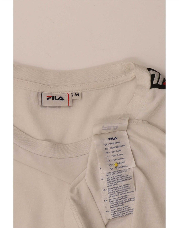 Fila Mens Graphic T-Shirt Top Médio Algodão Branco
