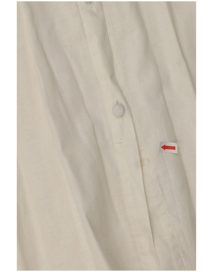 Blusa feminina VINTAGE manga 3/4 Reino Unido 14 médio branco floral